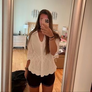 Soft Surroundings Lace Button Up Top